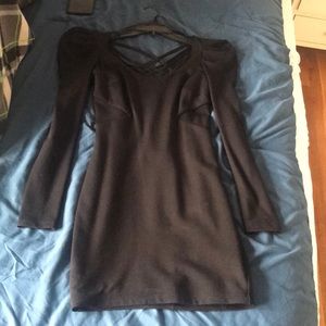 Bebe Long sleeved Strappy Back Mini Dress